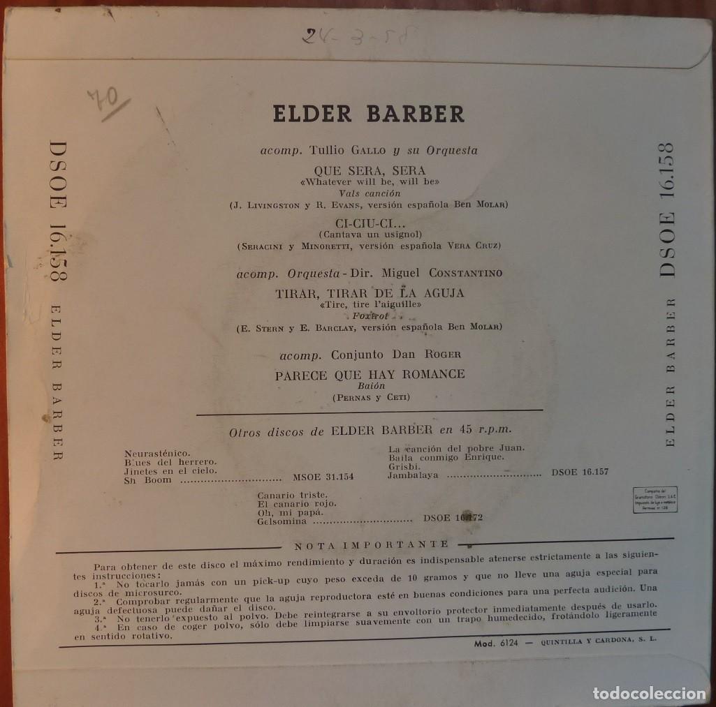 Discos de vinilo: ELDER BARBER // QUE SERA SERA+3 // EP - Foto 2