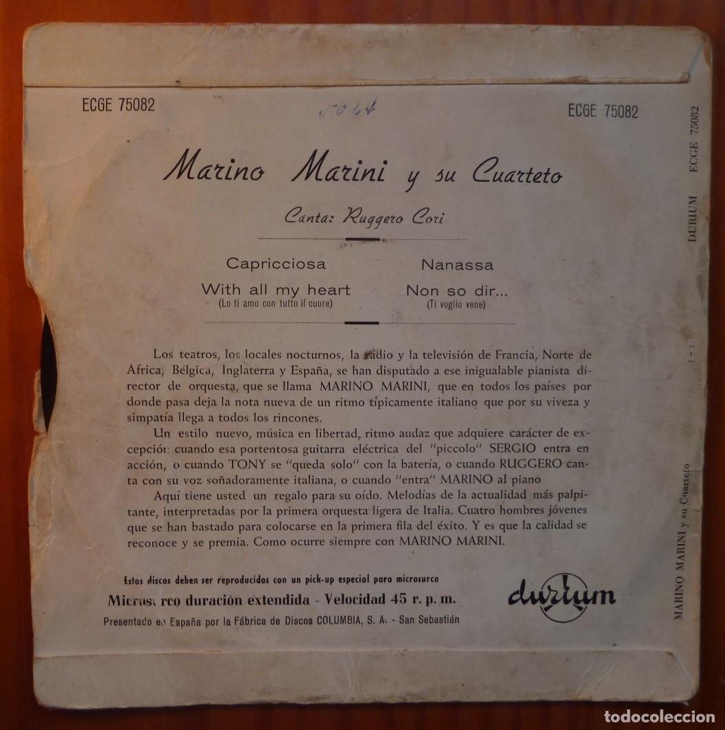 Discos de vinilo: MARINO MARINI // CAPRICCISA+3 // 1958 // EP - Foto 2