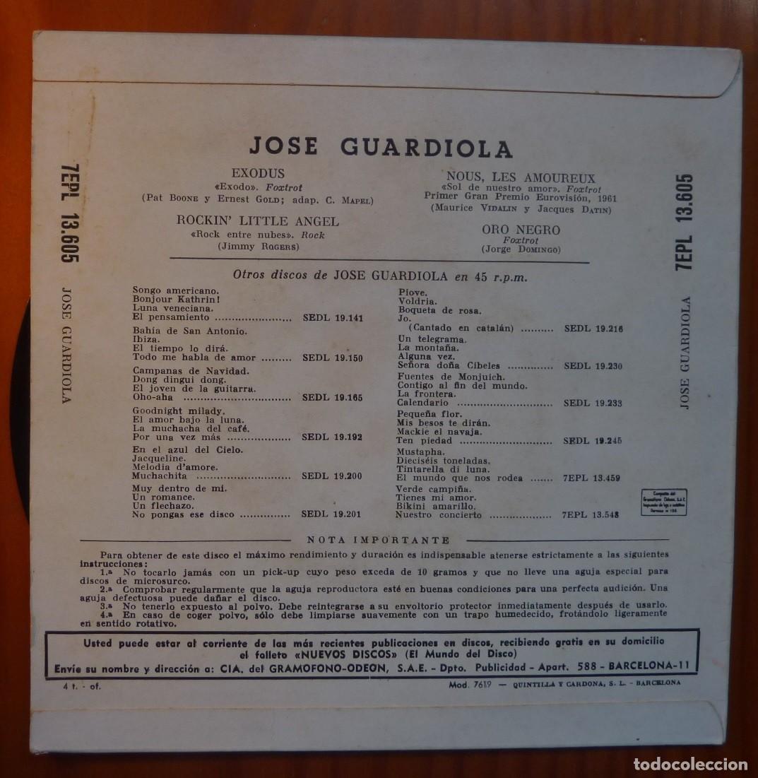 Discos de vinilo: JOSE GUARDIOLA // EXODUS+3 // 1961 // EP - Foto 2