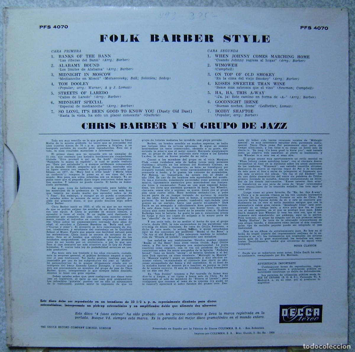 Discos de vinilo: CHRIS BARBER.FOLK BARBER STILE... - Foto 2