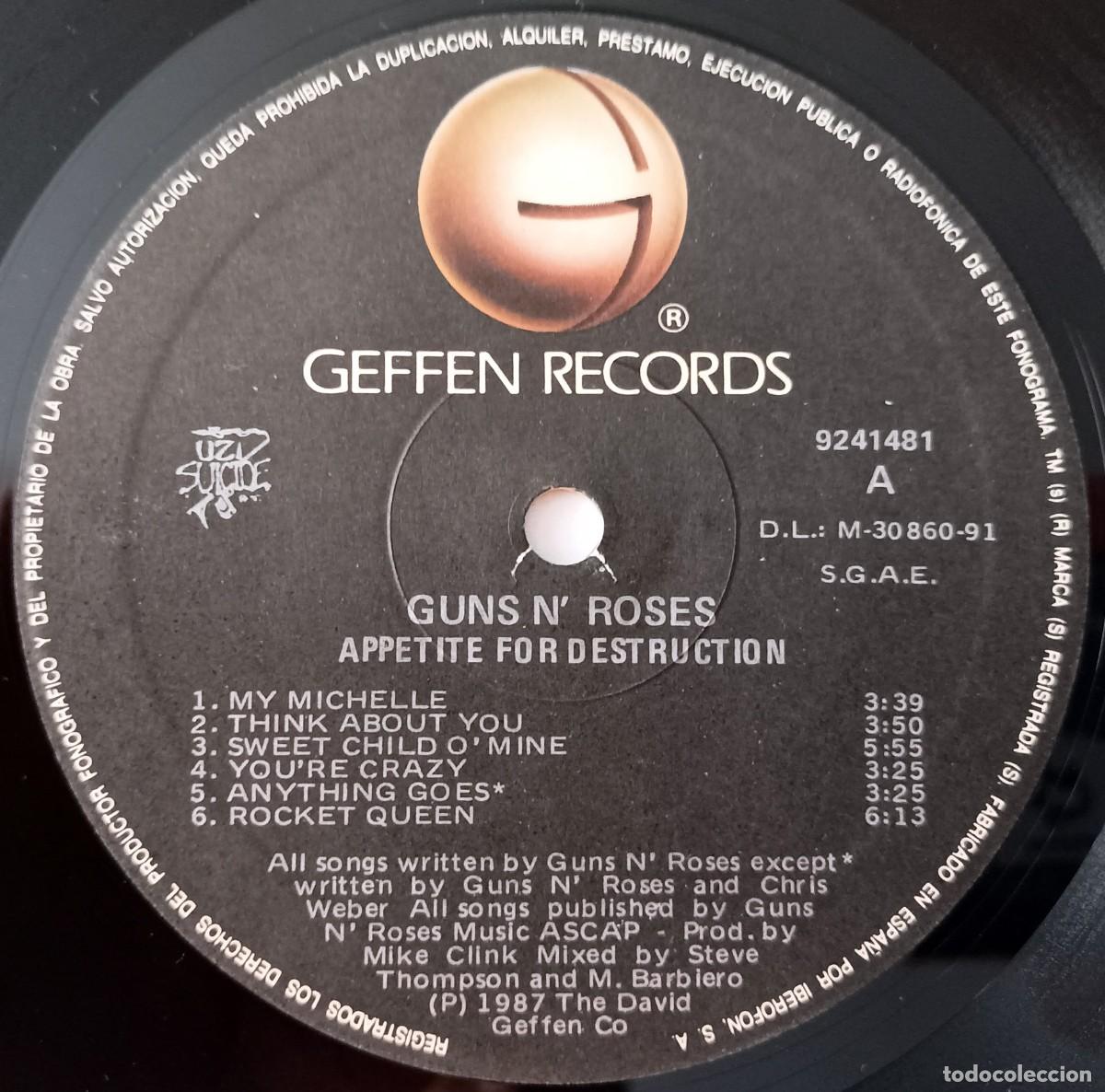 Discos de vinilo: LP GUNS&acute;N ROSES - APPETITE FOR DESTRUCTION - Foto 4