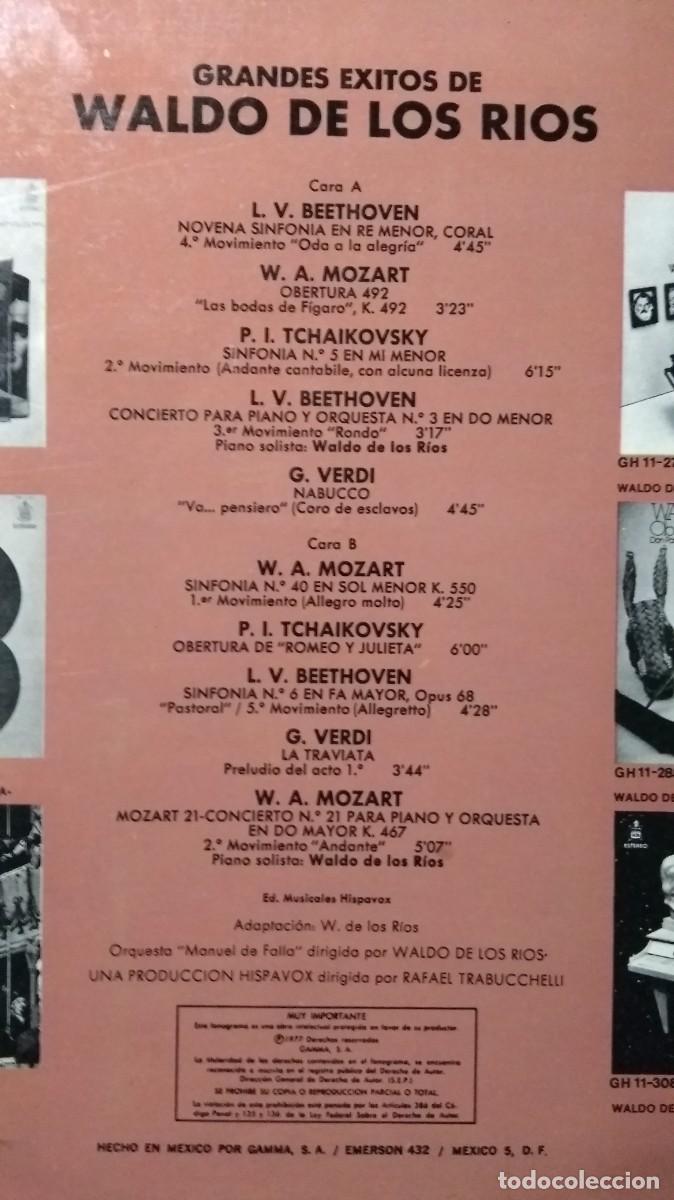Discos de vinilo: WALDO DE LOS RIOS GRANDES EXITOS LP IMPORTADO MEX DE COLECCION - Foto 3