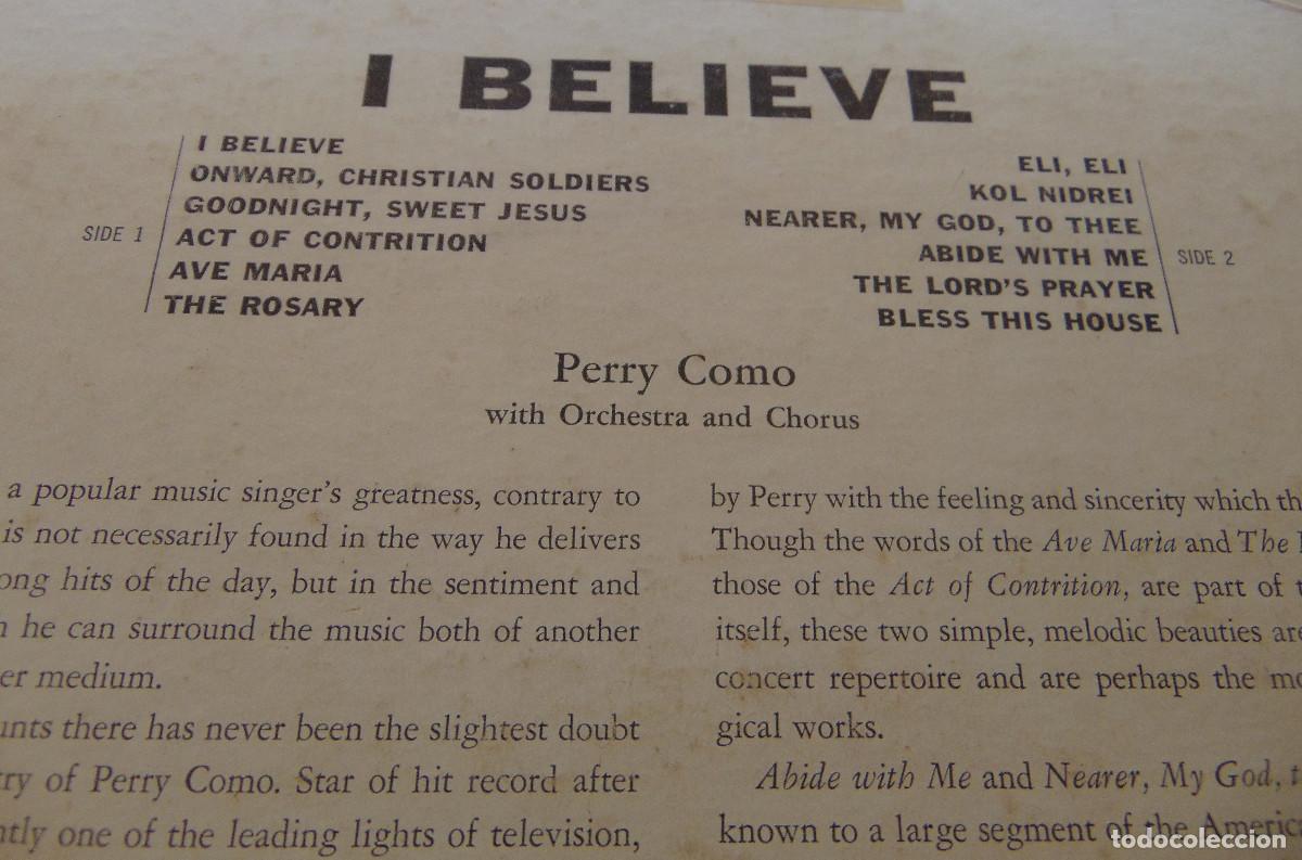 Discos de vinilo: PERRY COMO - I BELIEVE - LP USA - CON ORCHESTRA Y CHORUS - Foto 4