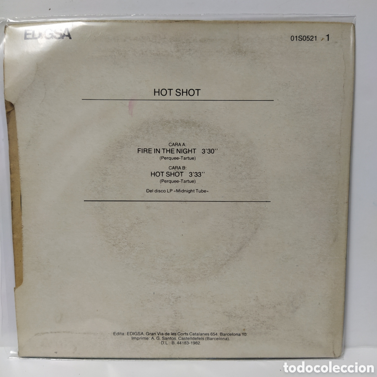 Discos de vinilo: Hot Shot - Fire In The Night (7&rdquo;, Single) - Foto 2