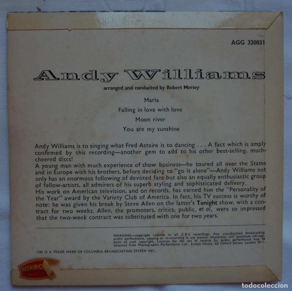 Discos de vinilo: ANDY WILLIAMS // MARIA+3 // MADE IN ENGLAND // EP - Foto 2