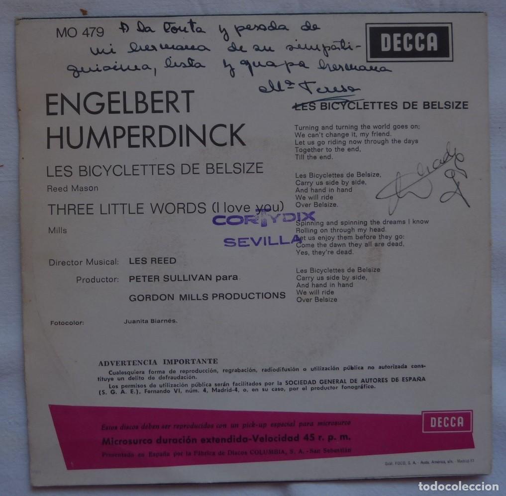 Discos de vinilo: ENGELBERT HUMPERDINCK // LES BICYCLETTES DE BELSIZE // 1968 // SINGLE - Foto 2