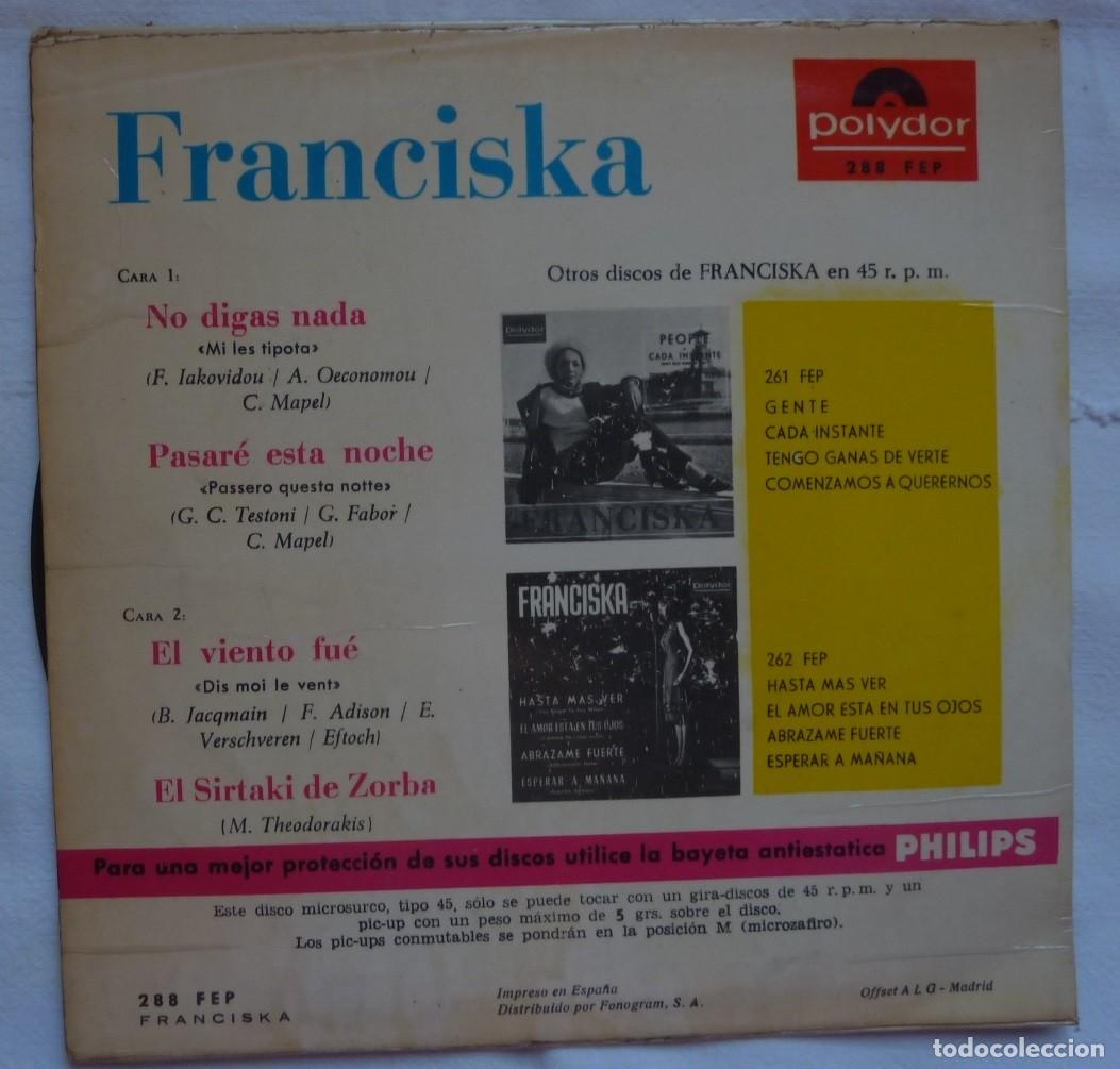 Discos de vinilo: FRANCISKA // NO DIGAS NADA+3 // 1965 // EP - Foto 2
