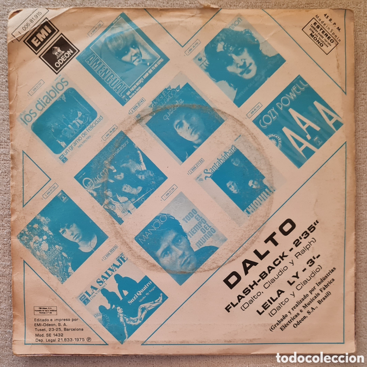 Discos de vinilo: SINGLE - DALTO - FLAS-BACK - 1975 PROMO - Foto 2