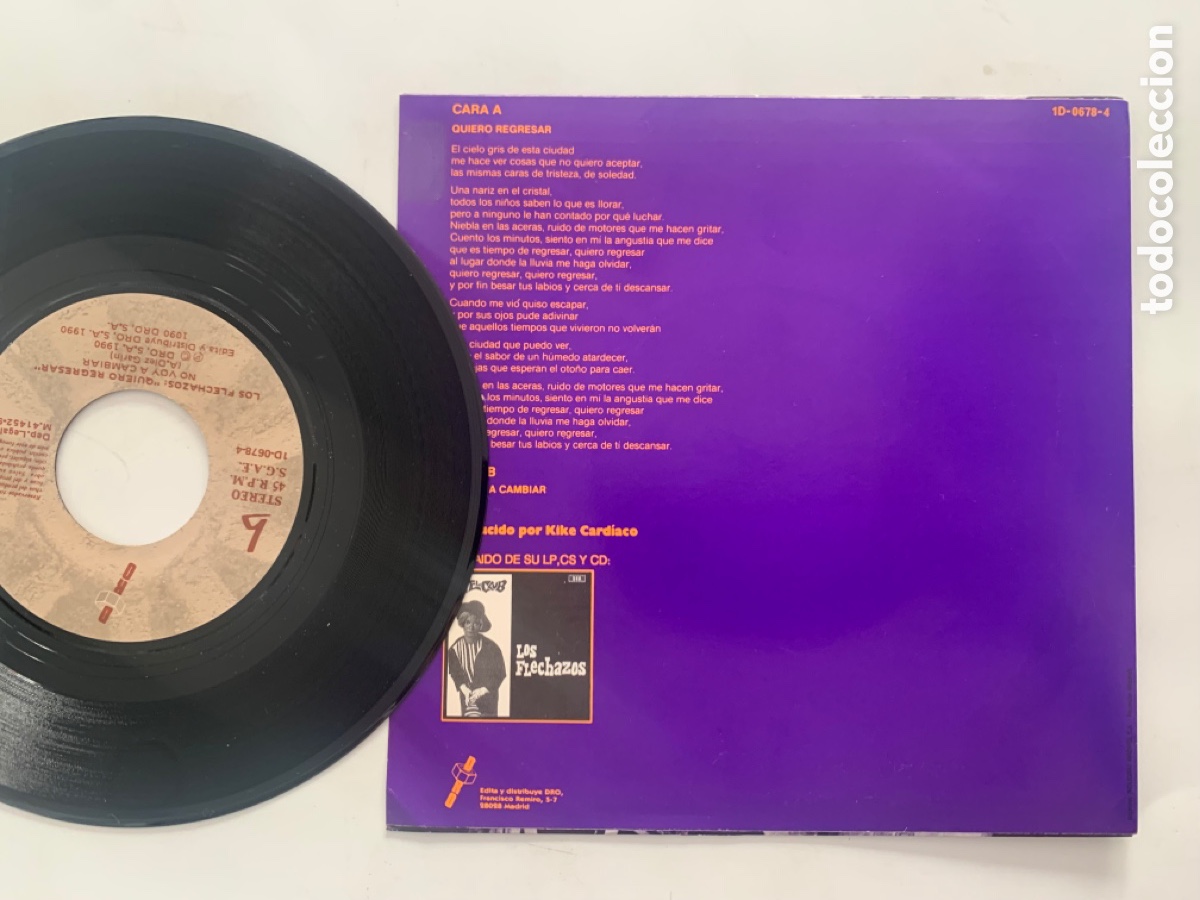 Discos de vinilo: Single ep los flechazos quiero regresar - Foto 2