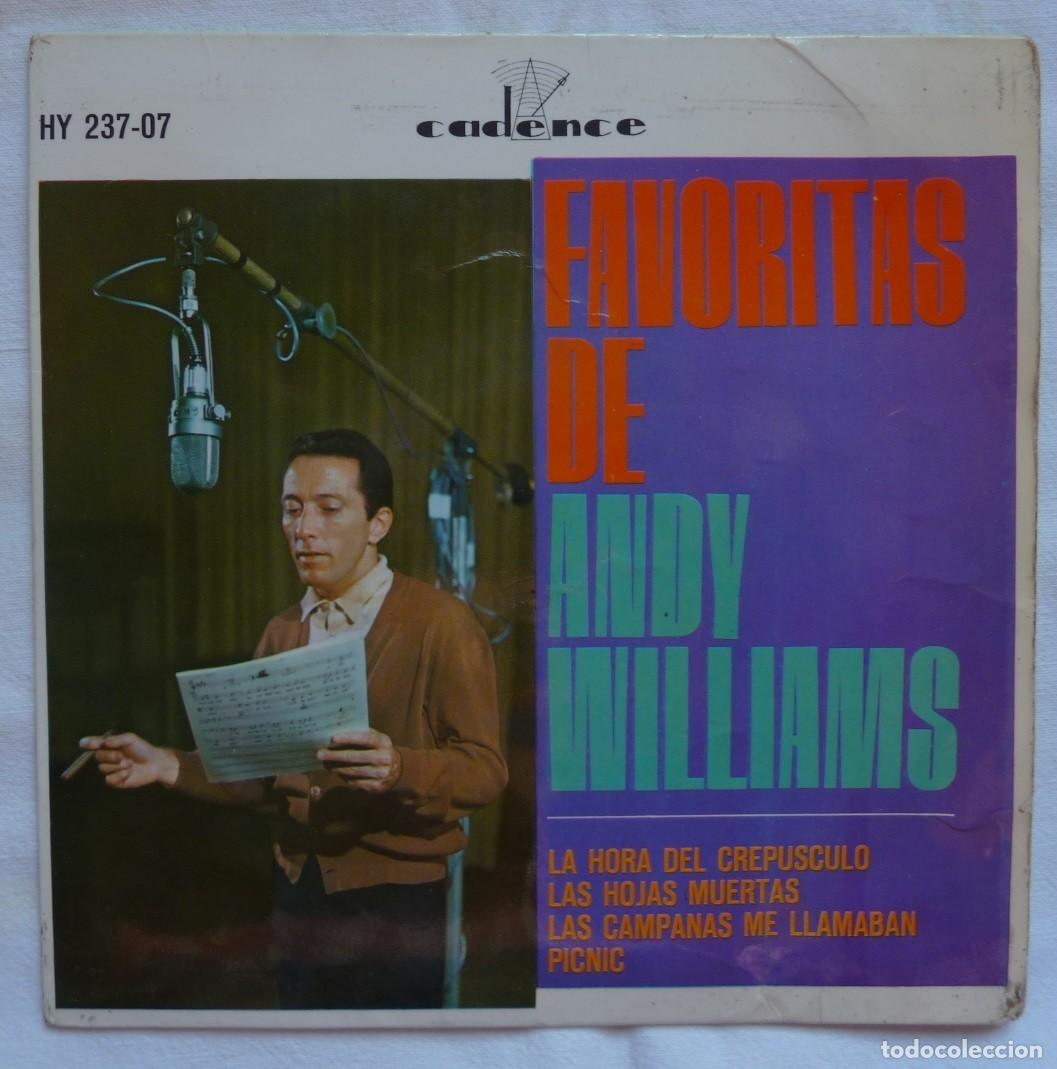 Discos de vinilo: ANDY WILLIAMS / LA HORA DEL CREPUSCULO+3 / 1963 / SINGLE - Foto 1