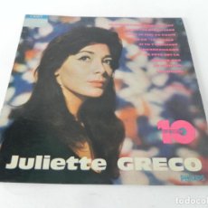 Discos de vinilo: LP 10 PULGADAS JULIETTE GRECO (10 ANS DE CHANSONS) PHILIPS (MADE IN FRANCE)