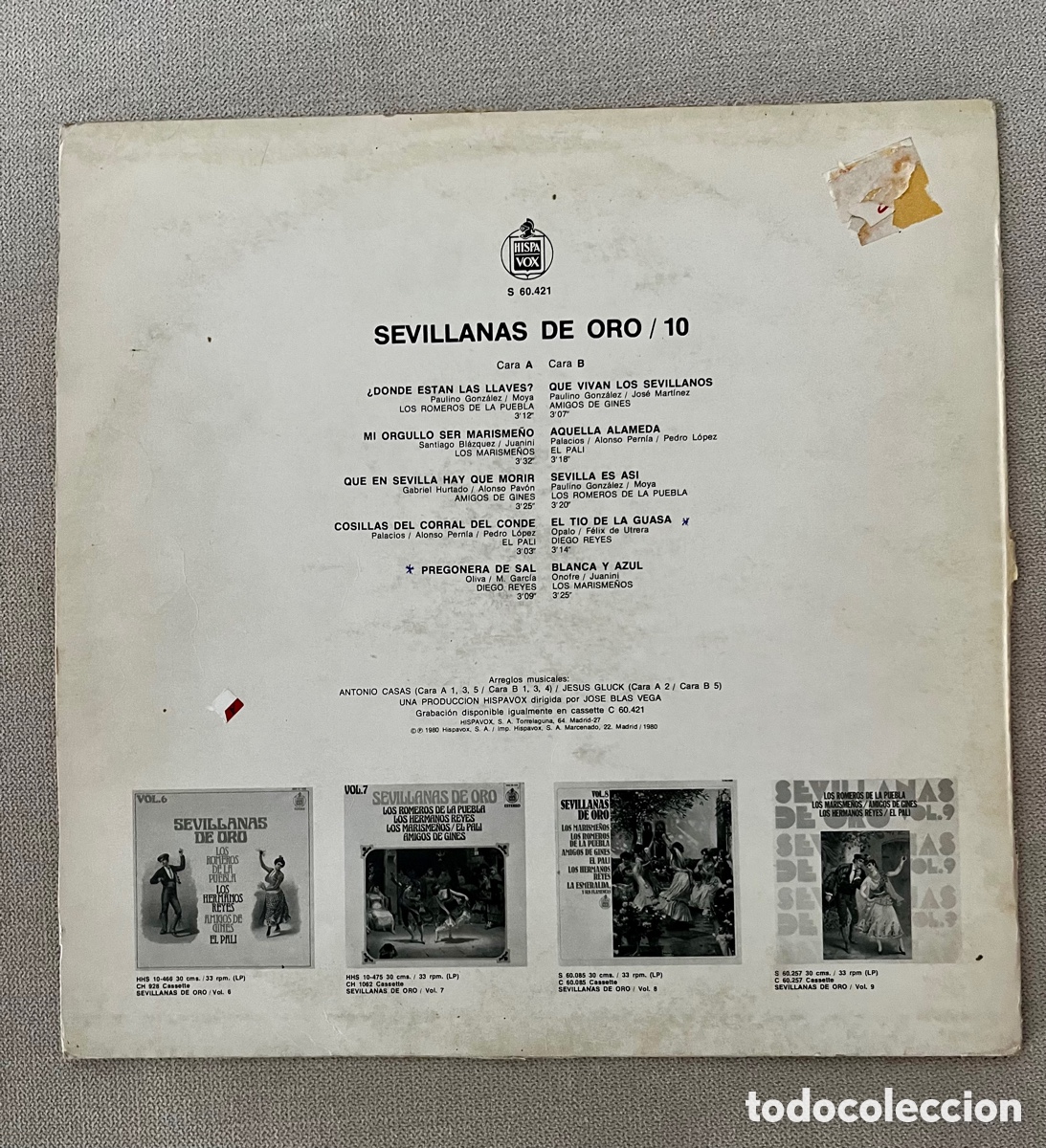 Discos de vinilo: SEVILLANAS DE ORO. Vol.10. Vinilo - Foto 2