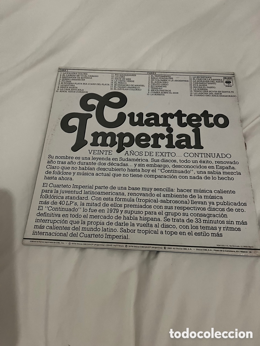 Discos de vinilo: El &ldquo;continuado&rdquo; del Cuarteto Imperial. 1978. VINILO - Foto 2