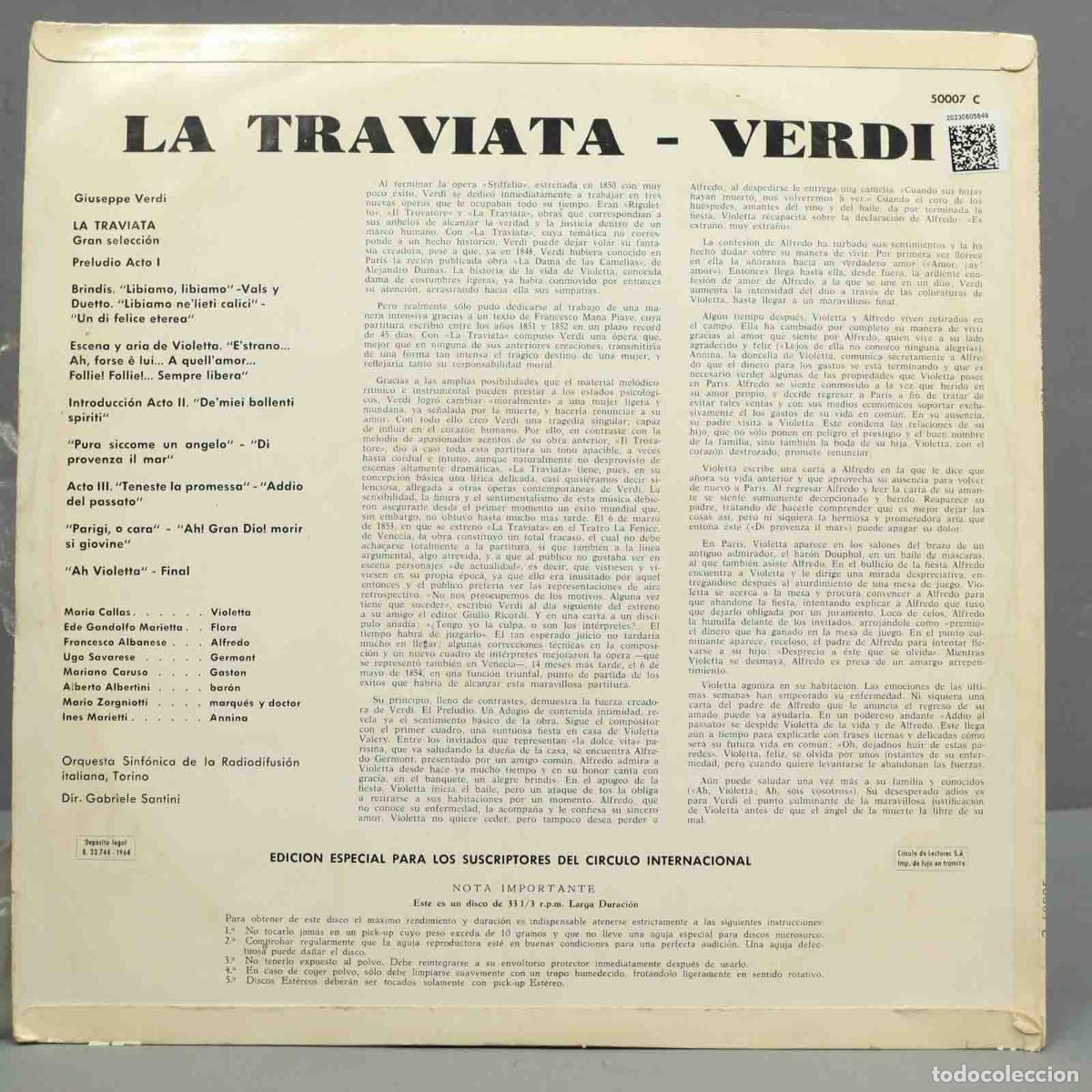 Discos de vinilo: LP. LA TRAVIATA. VERDI. CALLAS - Foto 2