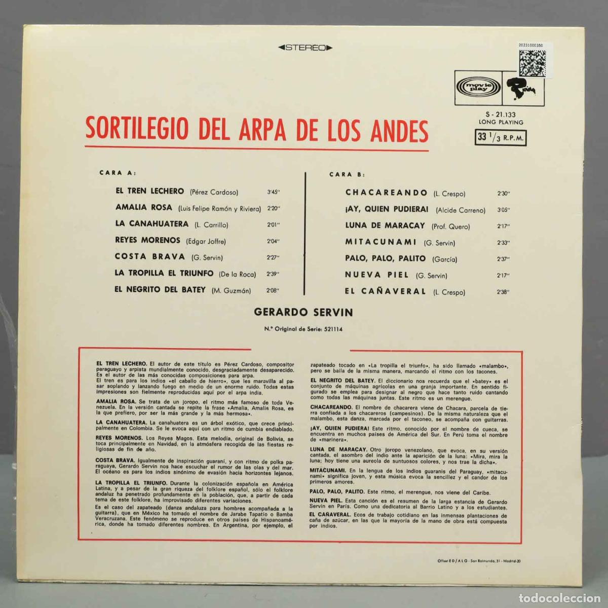 Discos de vinilo: LP. Gerardo Servin &ndash; Sortilegio Del Arpa De Los Andes - Foto 2