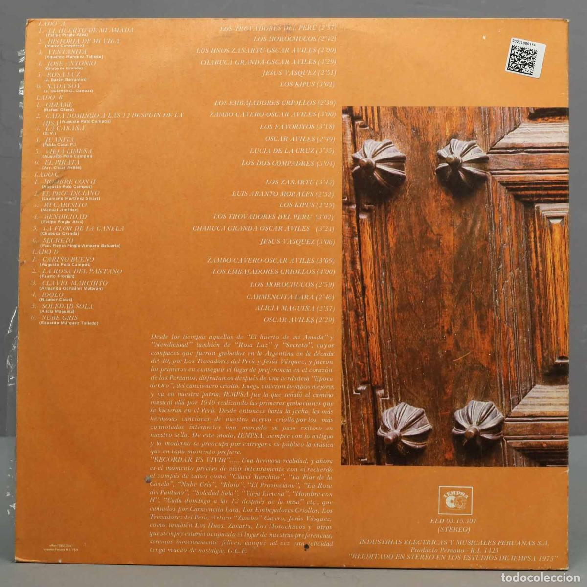 Discos de vinilo: 2 LP. Recordar Es Vivir (Valses) - Foto 2