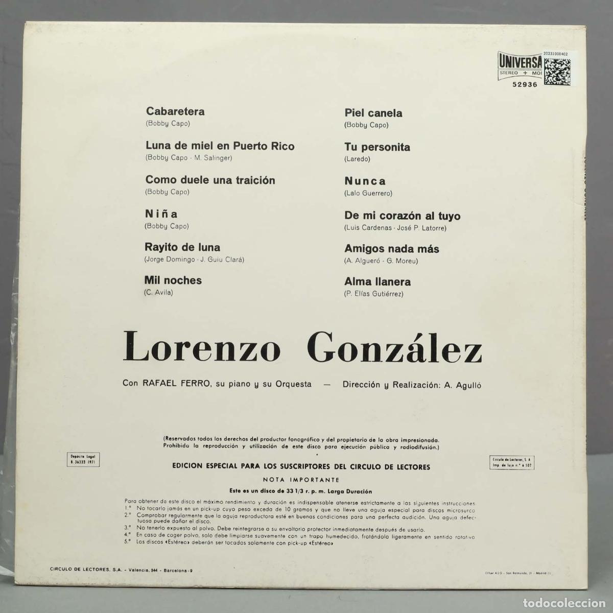 Discos de vinilo: LP. Lorenzo Gonzalez - Foto 2