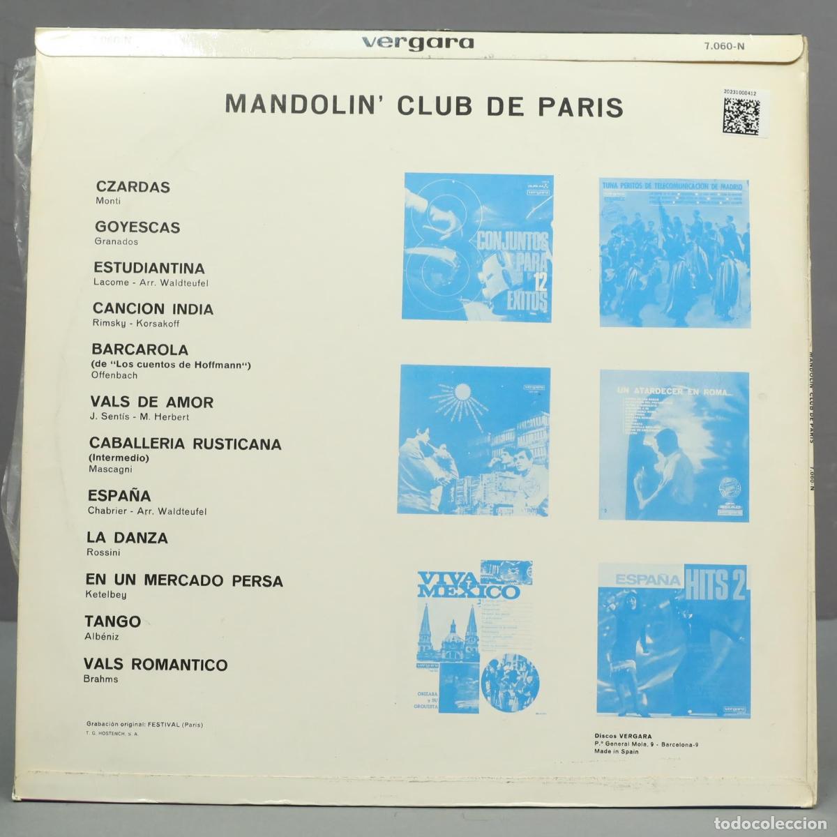 Discos de vinilo: LP. Mandolin&acute; Club De Paris - Foto 2