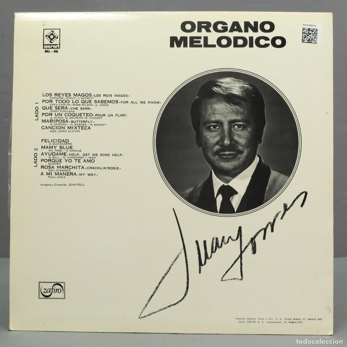 Discos de vinilo: LP. Juan Torres &ndash; Organo Melodic - Foto 2