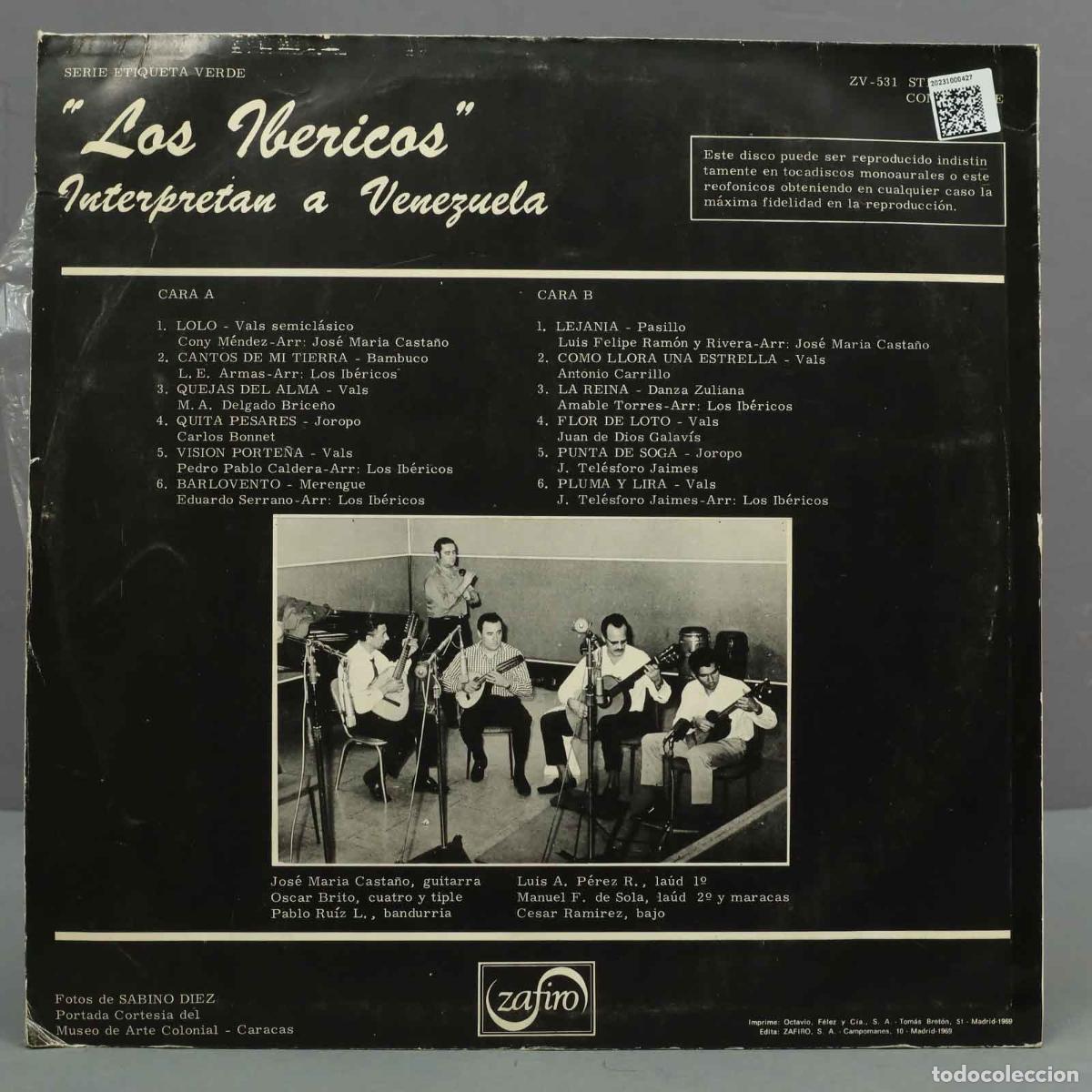 Discos de vinilo: LP. Los Ibericos &ndash; Interpretan A Venezuela - Foto 2