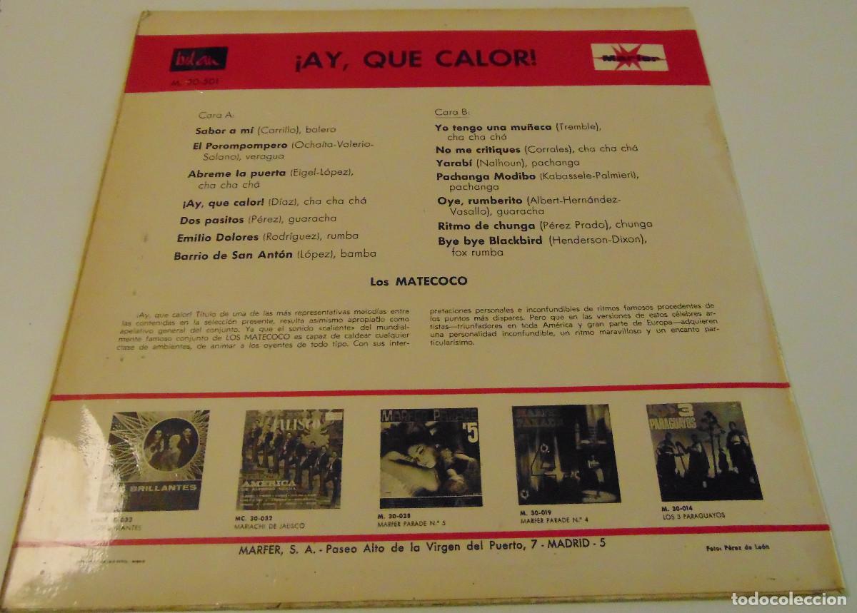 Discos de vinilo: LOS MATECOCO - AY QUE CALOR - LP 1967 - Foto 3