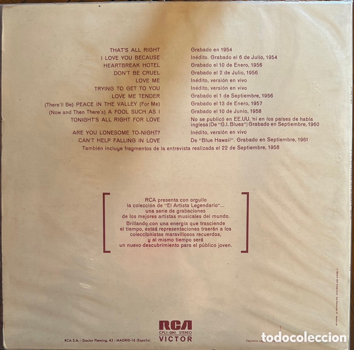 Discos de vinilo: Elvis Presley. Espa&ntilde;a, 1974 - Foto 2