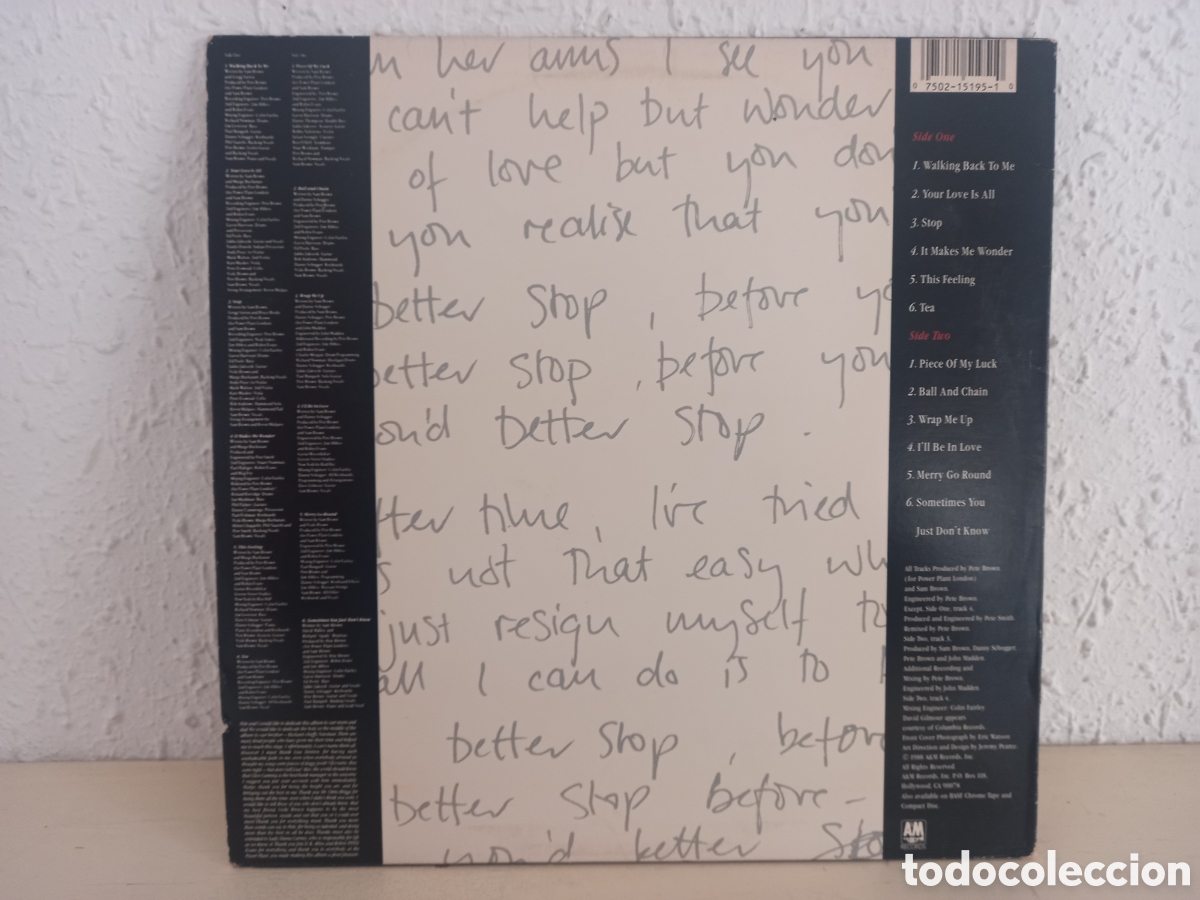 Discos de vinilo: SAM BROWN. LP Stop. 1988 - Foto 2