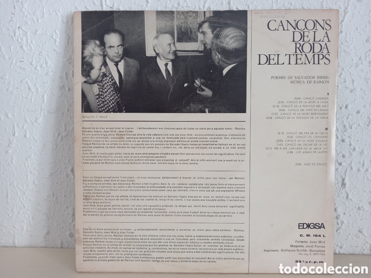 Discos de vinilo: RAIMON/ESPRIU. Can&ccedil;ons de la Roda del Mon. LP 1966 - Foto 3
