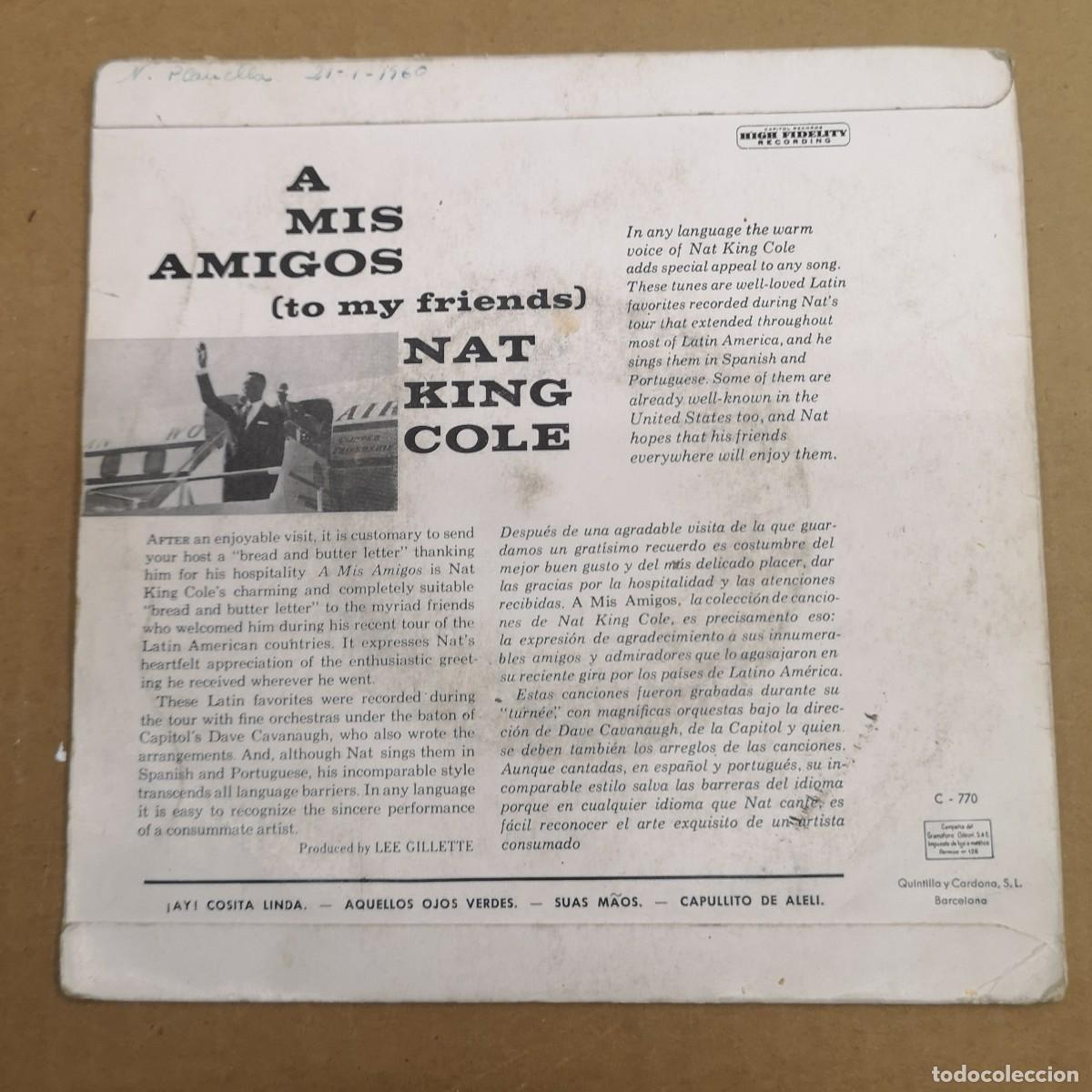 Discos de vinilo: NAT KING COLE - A MIS AMIGOS - SINGLE 7 - EAP 1-1220 - Foto 2
