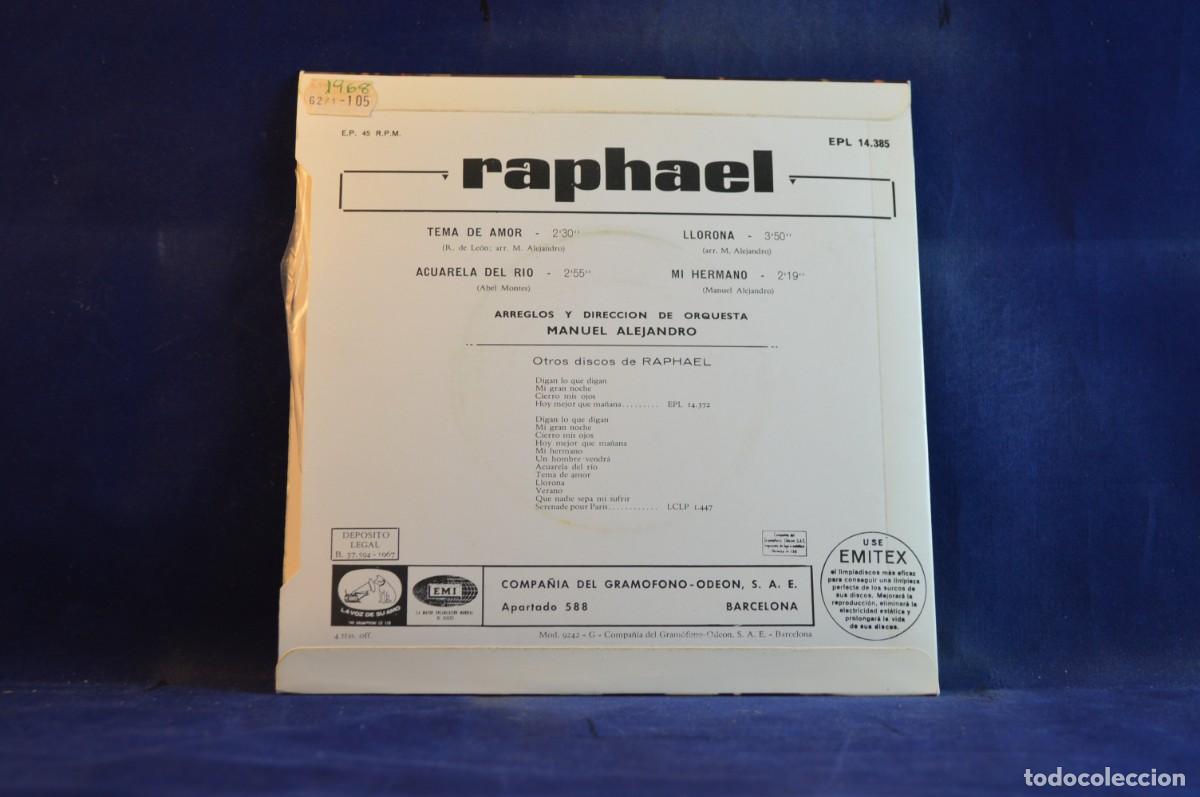 Discos de vinilo: RAPHAEL - TEMA DE AMOR - SINGLE - Foto 2