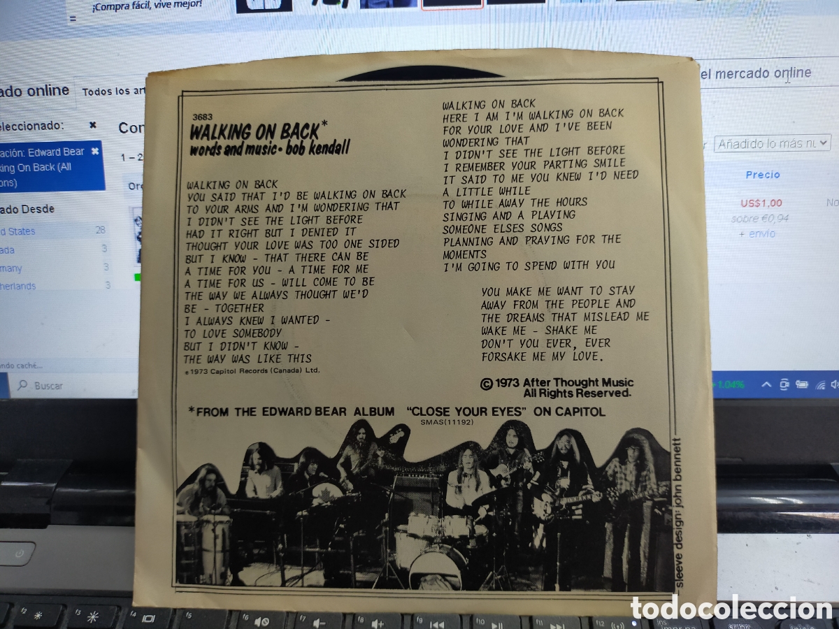 Discos de vinilo: Edward bear single walking on back 1973 - Foto 2