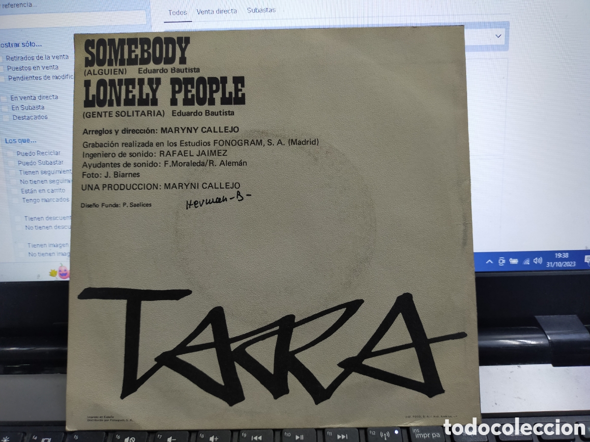Discos de vinilo: Tara single somebody 1970 - Foto 2