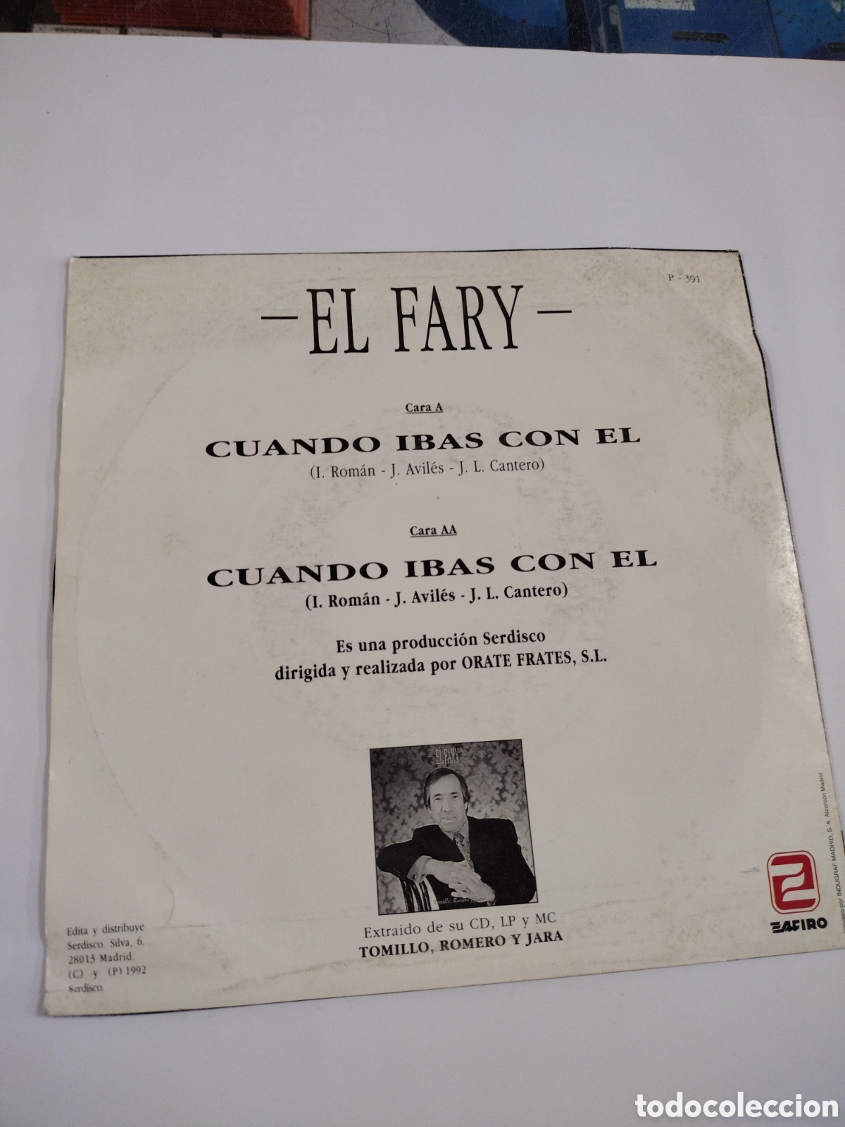Discos de vinilo: EL FARY - CUANDO IBAS CON EL - SINGLE - Foto 2