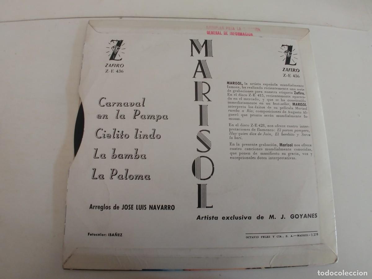 Discos de vinilo: MARISOL-EP CARNAVAL EN LA PAMPA +3 - Foto 2