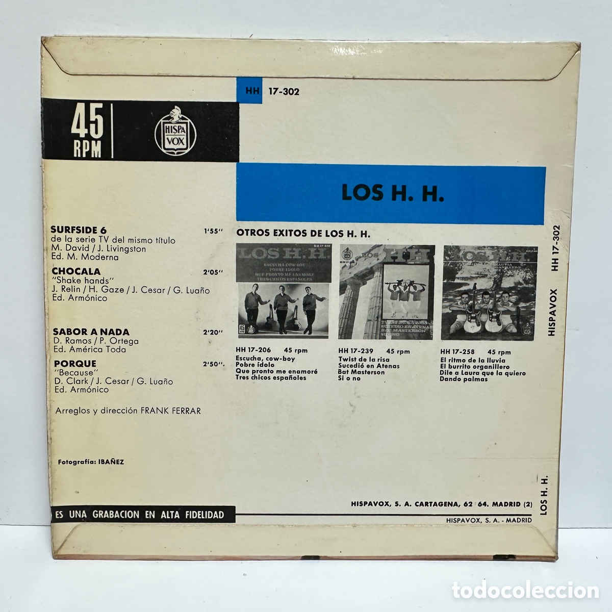 Discos de vinilo: Los H.H. - Sabor A Nada (7&rdquo;, EP, Mono) - Foto 2