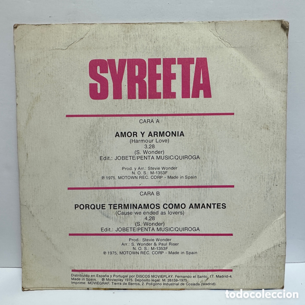 Discos de vinilo: Syreeta - Amor Y Armonia (7&rdquo;) - Foto 2