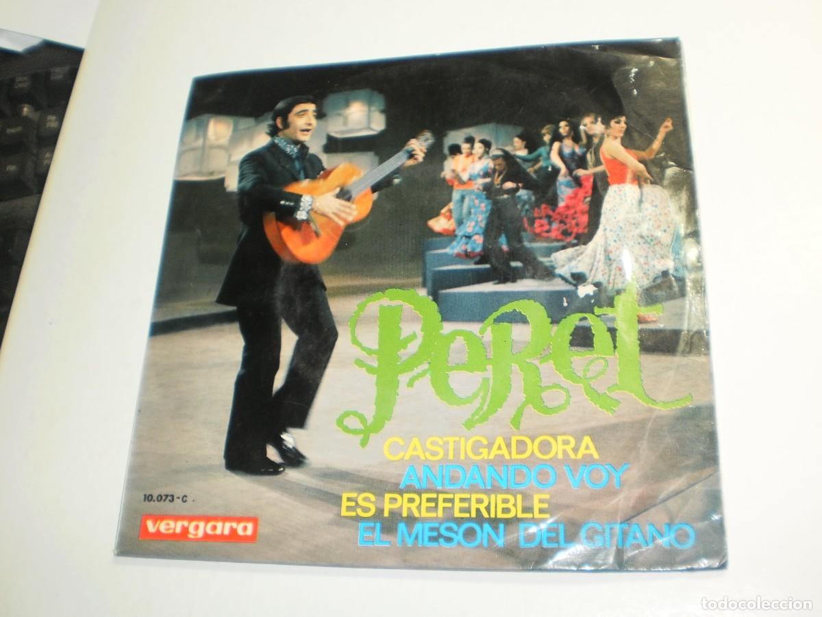 Discos de vinilo: single peret. castigadora. andando voy. es preferible. mes&oacute;n gitano. vergara 1969 (buen estado)