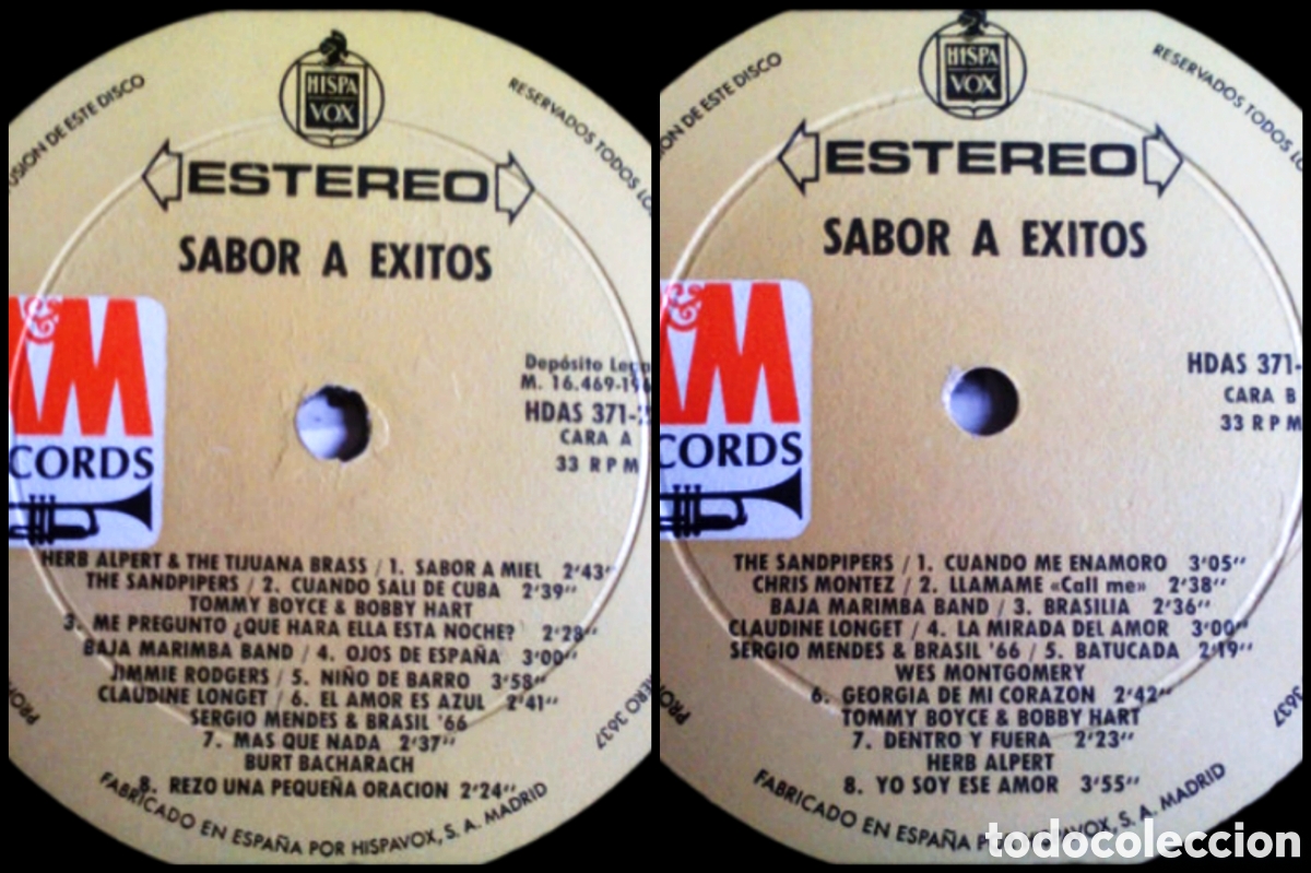 Discos de vinilo: LP Sabor a &Eacute;xitos A&M RECORDS HISPAVOX 1968 - Foto 3