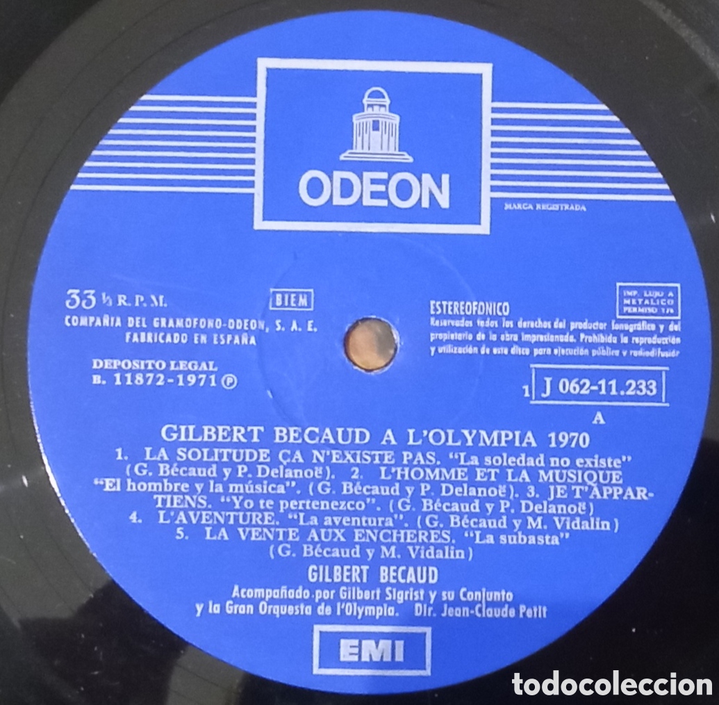 Discos de vinilo: Becaud.Olympia 70. LP EMI ODEON - Foto 6