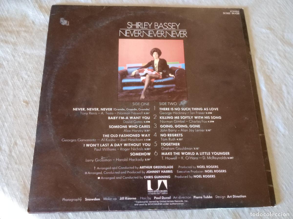 Discos de vinilo: SHIRLEY BASSEY / NEVER NEVER NEVER - Foto 2