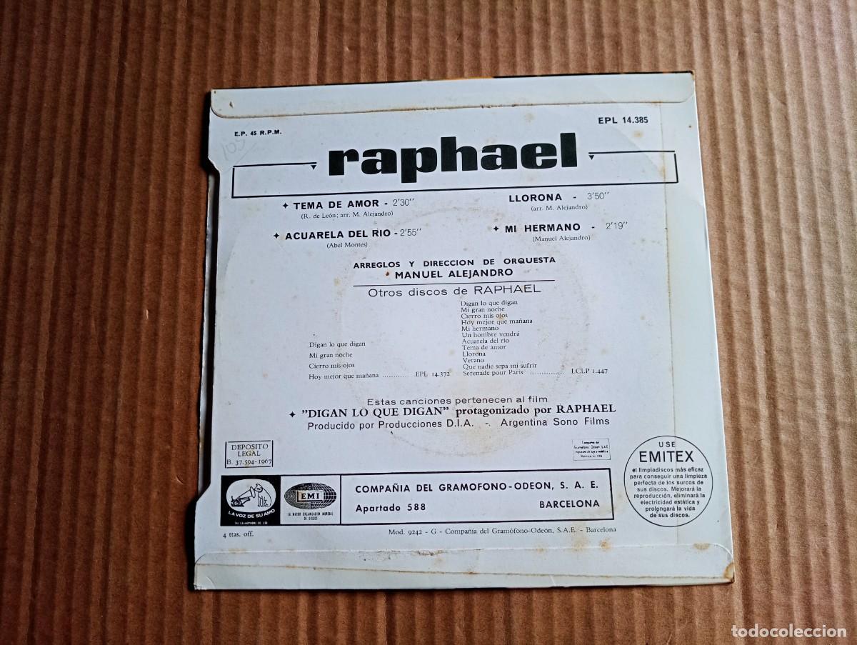 Discos de vinilo: RAPHAEL - TEMA DE AMOR EP 4 TEMAS 1967 - Foto 2