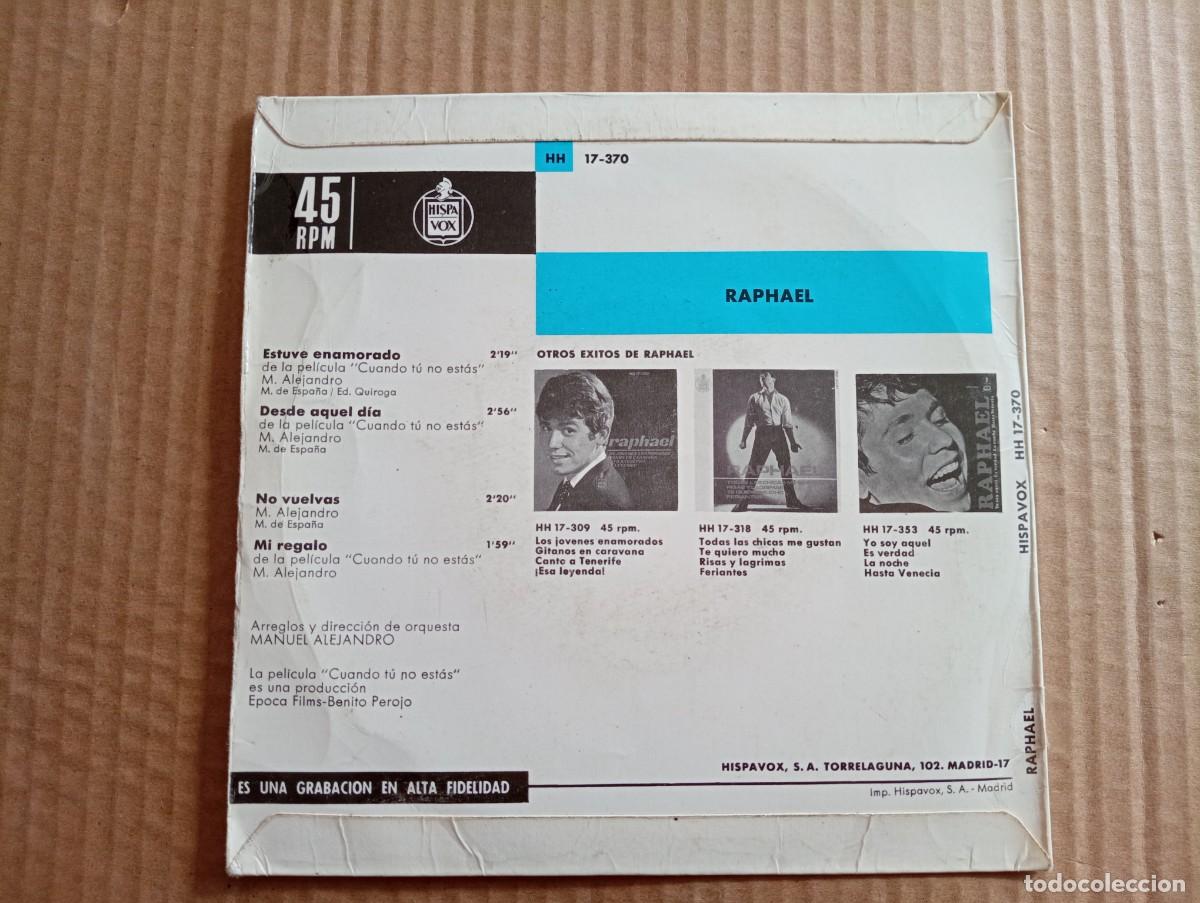 Discos de vinilo: RAPHAEL - ESTUVE ENAMORADO EP 4 TEMAS 1966 - Foto 4