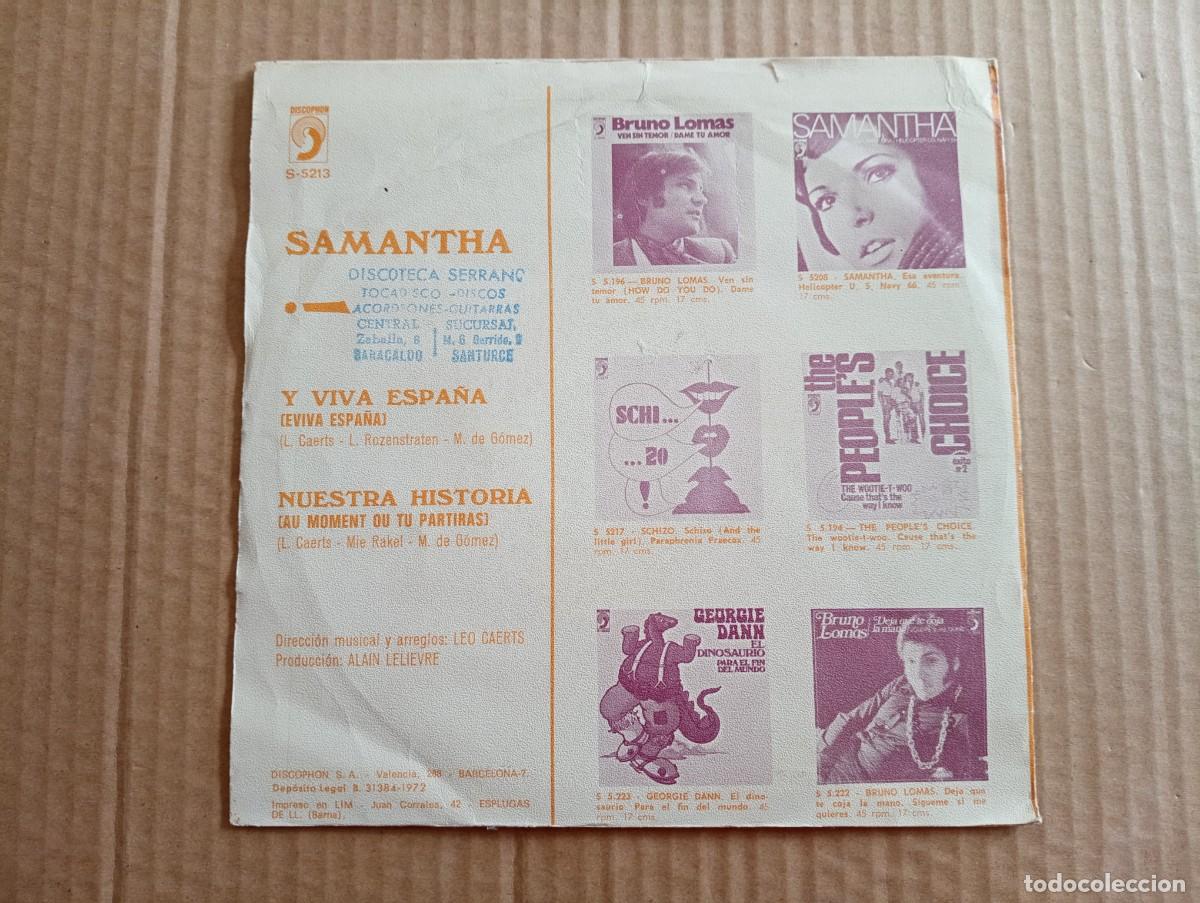 Discos de vinilo: SAMANTHA - Y VIVA ESPA&Ntilde;A SINGLE 1972 - Foto 3