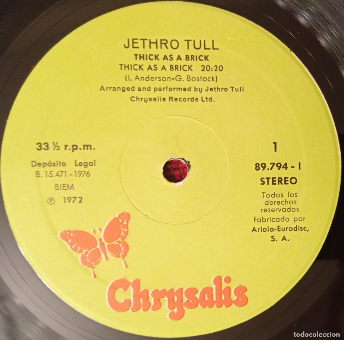 Discos de vinilo: JETHRO TULL ** Thick As A Brick ** VINILO LP REEDICION 1976 - Foto 2