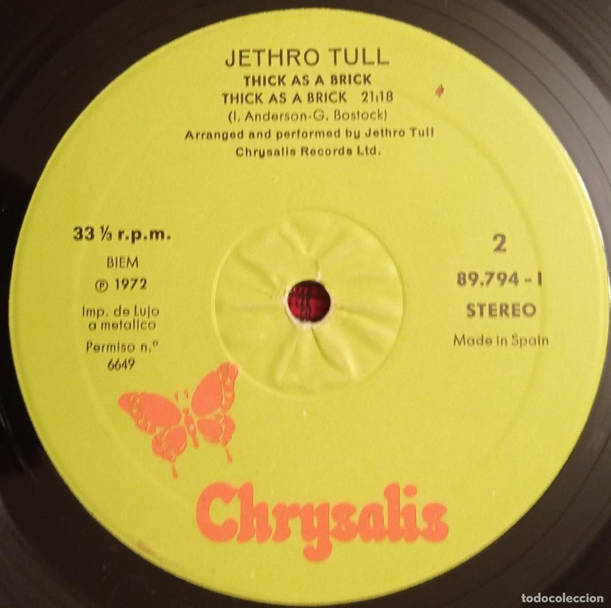 Discos de vinilo: JETHRO TULL ** Thick As A Brick ** VINILO LP REEDICION 1976 - Foto 3