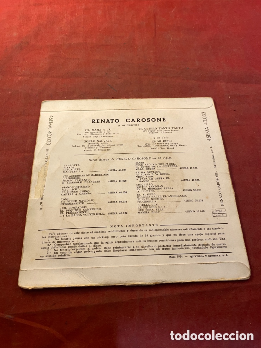 Discos de vinilo: RENATO CAROSONE - Foto 2