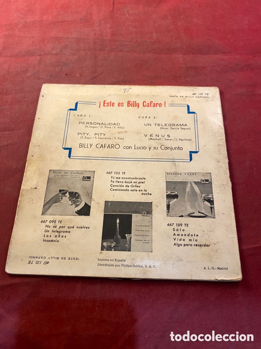 Discos de vinilo: ESTE ES BILLY CAFARO - Foto 2
