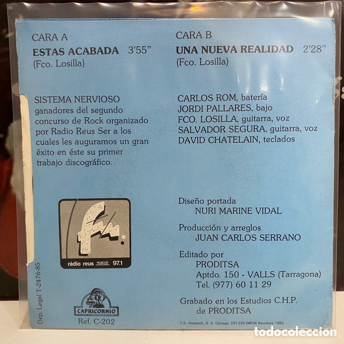 Discos de vinilo: Sistema Nervioso - Est&aacute;s Acabada (7&rdquo;, Single) - Foto 2