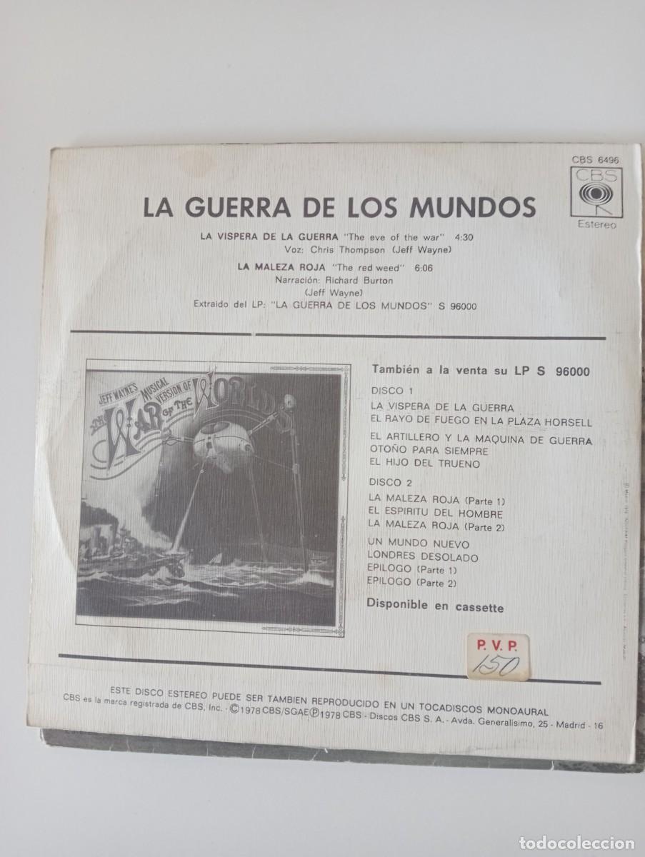 Discos de vinilo: Jeff Wayne - La Guerra De Los Mundos (7&rdquo;, Single) 1978 - Foto 2