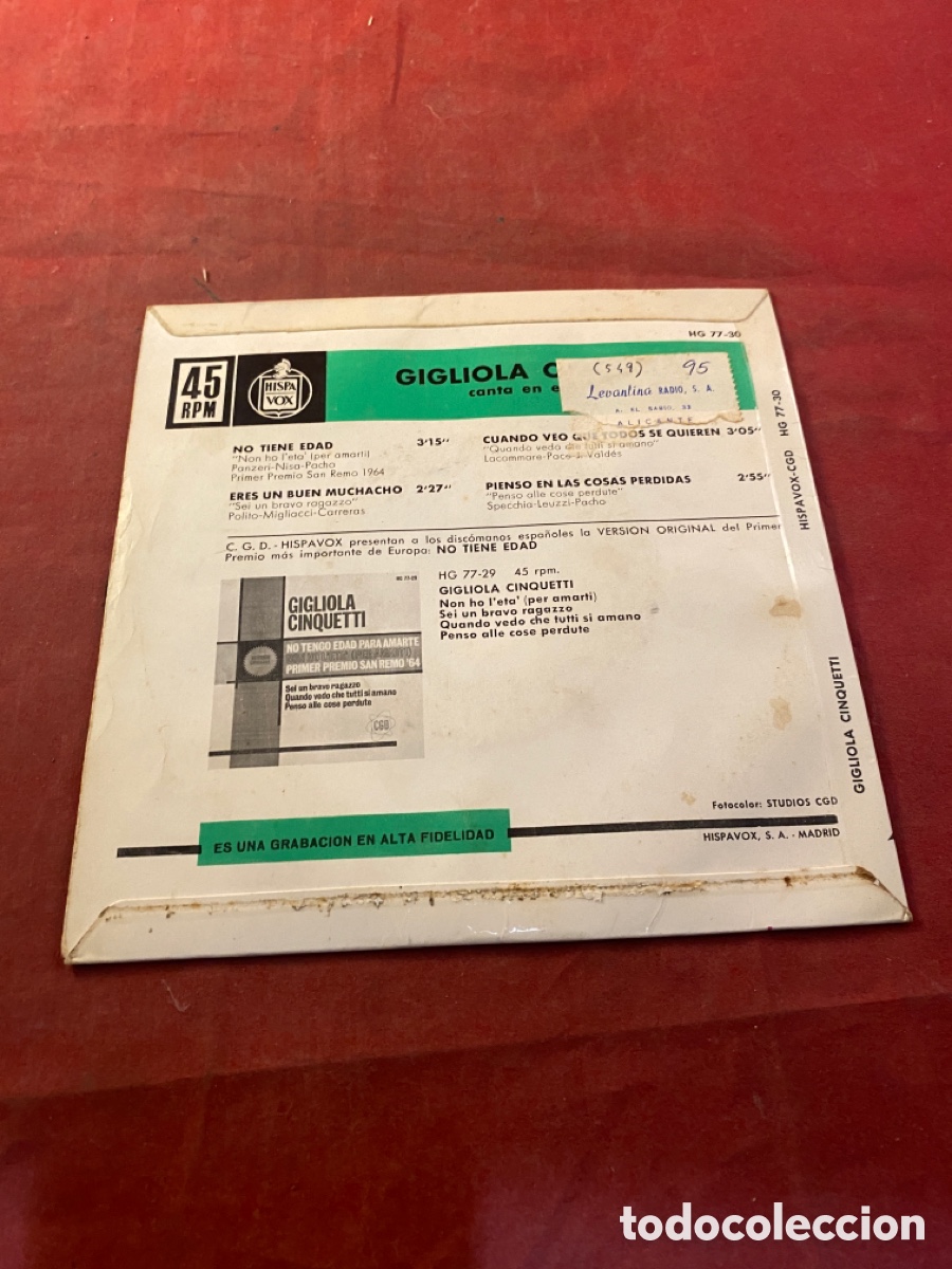 Discos de vinilo: GIGLIOLA CINQUETI 1964 - Foto 2